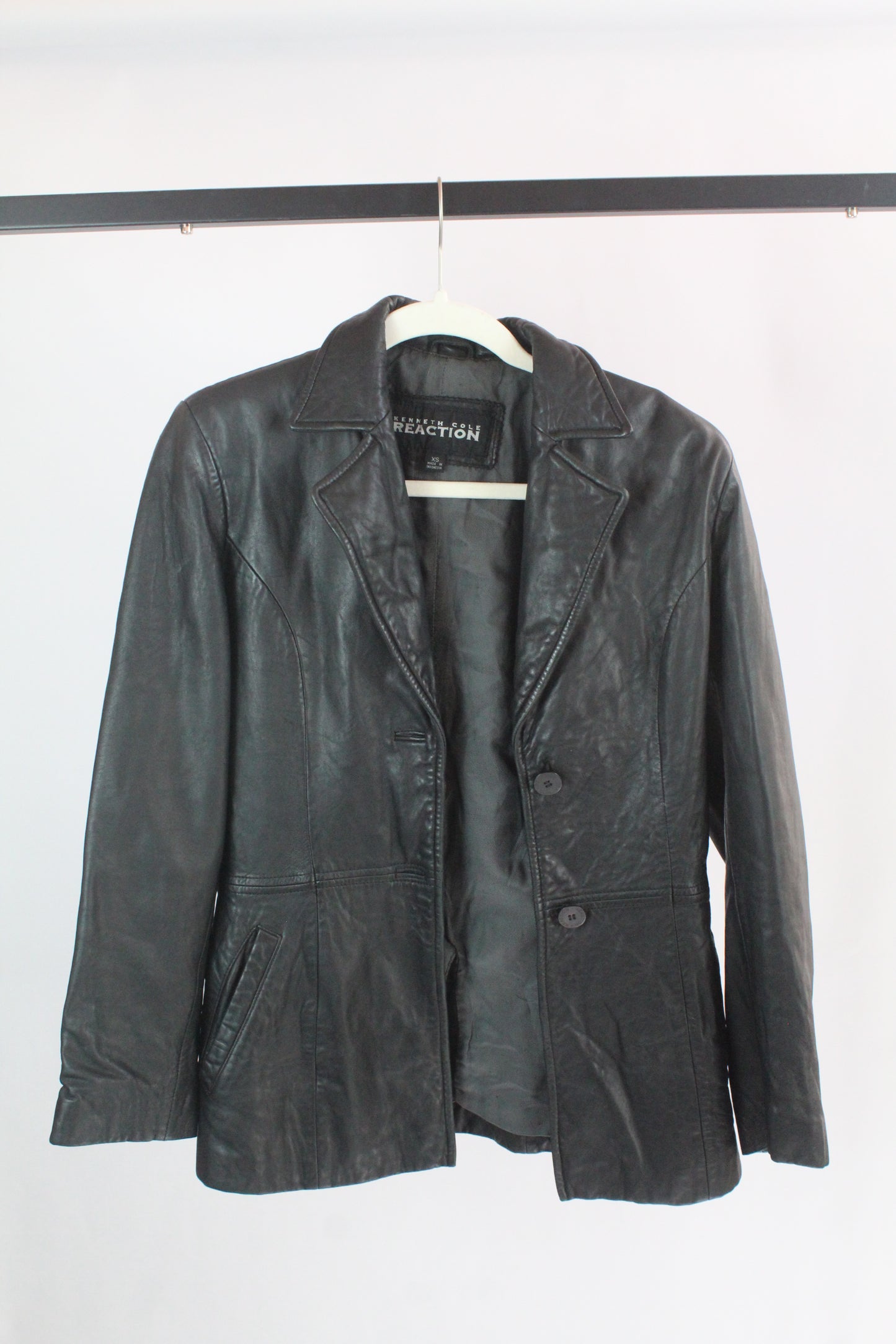 Women's Black Leather Kenneth Cole Reaction Jacket XS