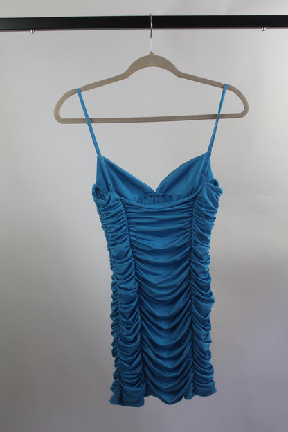 Zara Silk Blue Women's Mini Dress Size Small