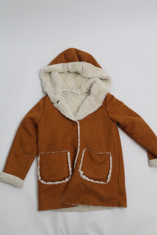 Girls SHEIN White Faux Fur Zip Jacket – Size 1X