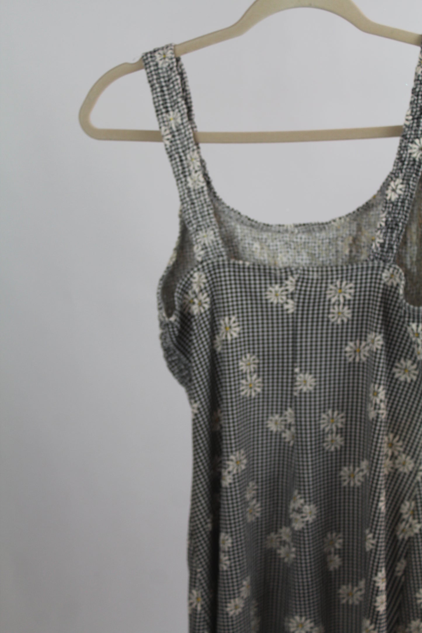 Women's Black/White Plaid Floral Mini Dress Size XS