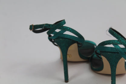 Women's Teal Strap Sparkly Heels Size UK 37 US 6.5/7