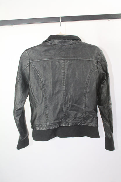Cavalini Black Leather Jacket Cropped Jacket Size Small