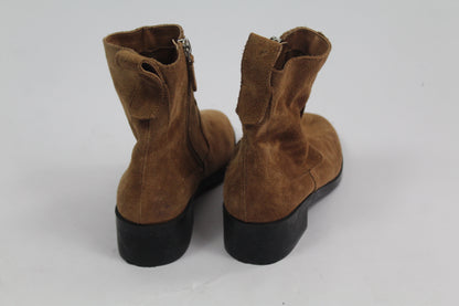 Women's Zara Trafaluc Brown Suede Booties Size UK 36