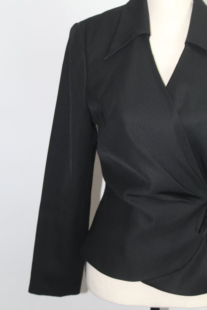 Women’s Lena Gabrielle Black Satin Blazer Top Vintage – Size 8