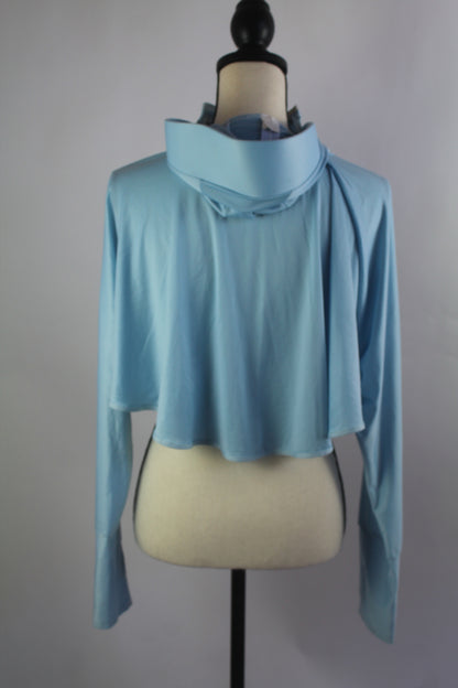 Korean Blue Cropped Sweater with Hoodie/Visor