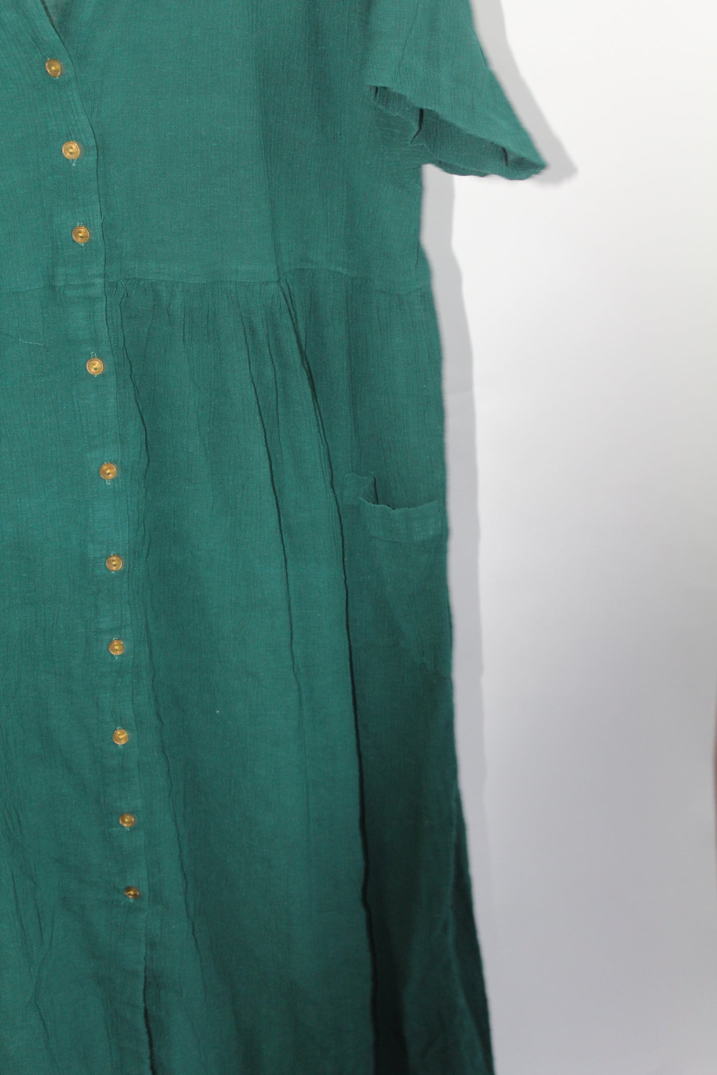 Women's Vintage Maxi Green Dress Laurel Rose Size Large