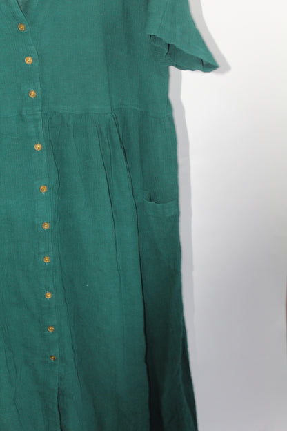 Women's Vintage Maxi Green Dress Laurel Rose Size Large