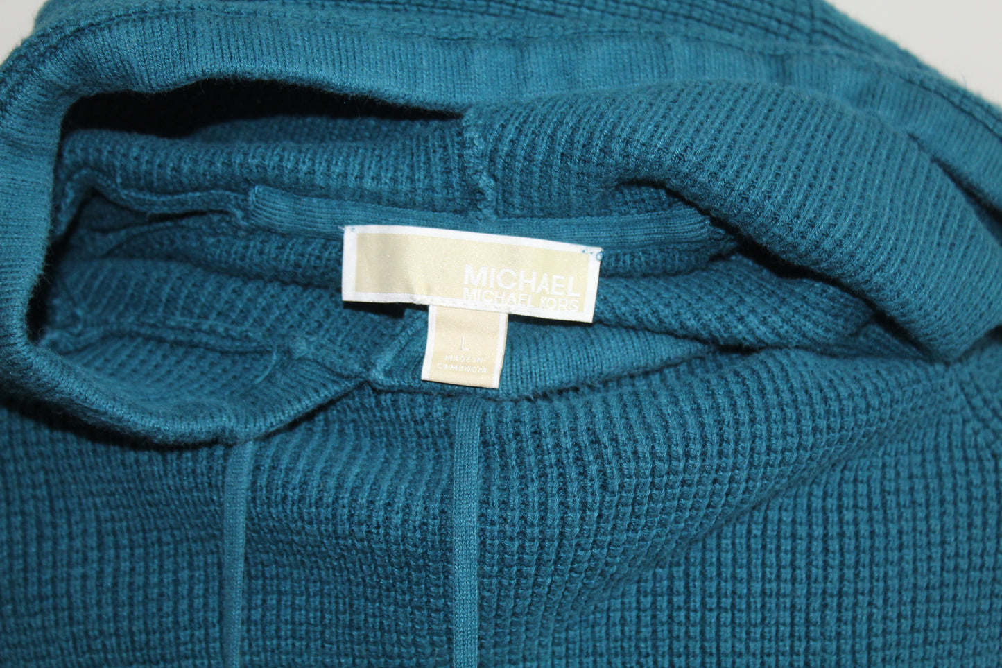 Women’s Michael Kors Teal Ribbed Knit Hoodie – Size Large
