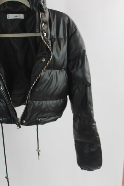 Women's Black Adika Cropped Puffer Jacket Size Small