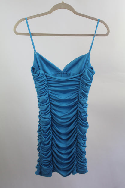 Zara Silk Blue Women's Mini Dress Size Small