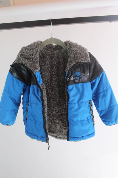 Boys Gerry Double Sided Blue/Grey Zip-Up Jacket Size 5