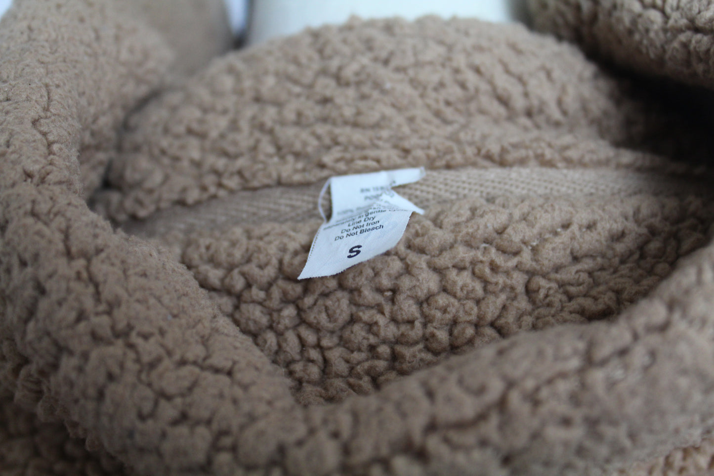 Women’s Tan & Cream Colorblock Sherpa Quarter-Zip Pullover – Size Small