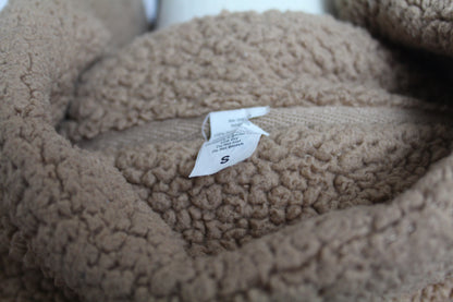 Women’s Tan & Cream Colorblock Sherpa Quarter-Zip Pullover – Size Small