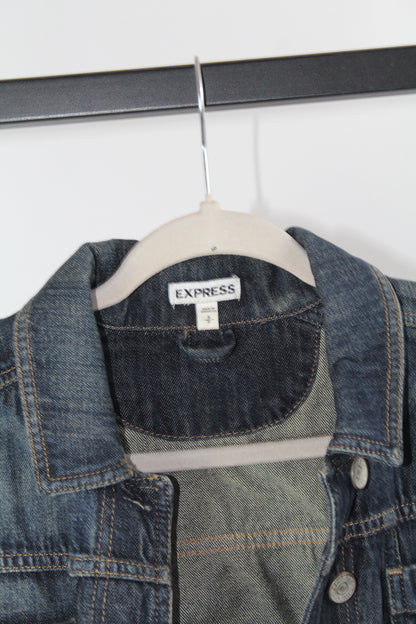 Women's Express Blue Cropped Denim Jacket Size Small