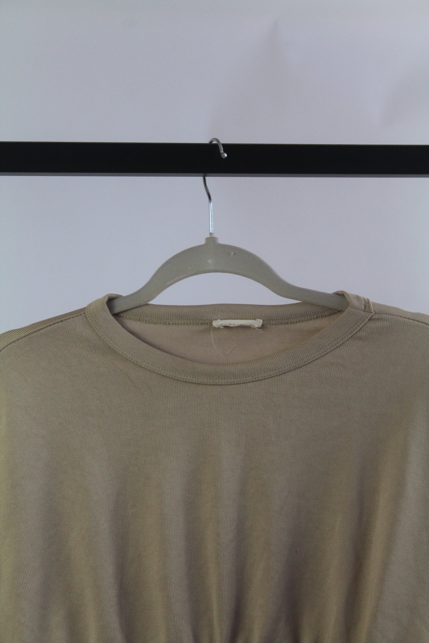 Zara W&B Collection Cropped Long Sleeve Tan Blouse Size Small