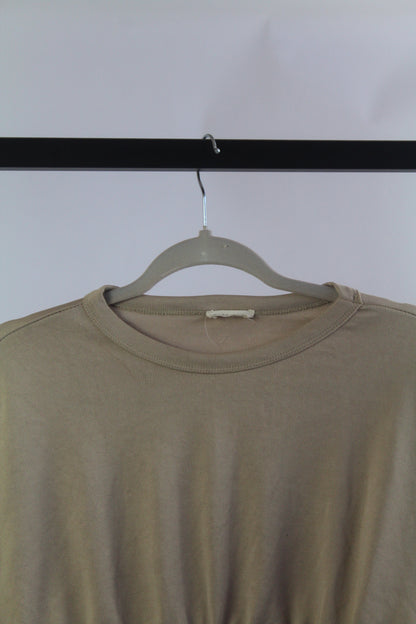 Zara W&B Collection Cropped Long Sleeve Tan Blouse Size Small