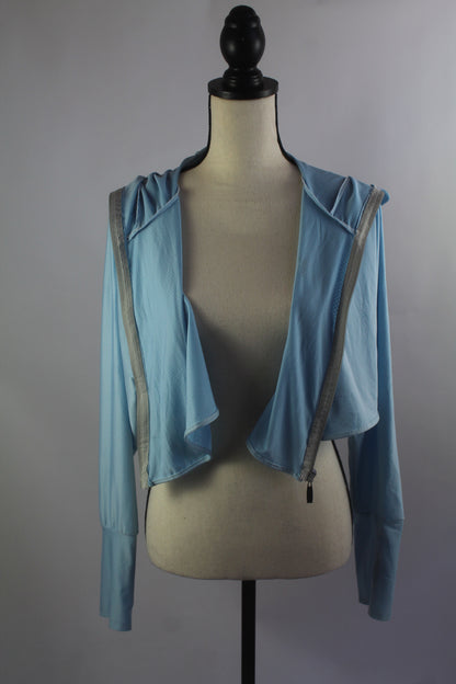 Korean Blue Cropped Sweater with Hoodie/Visor