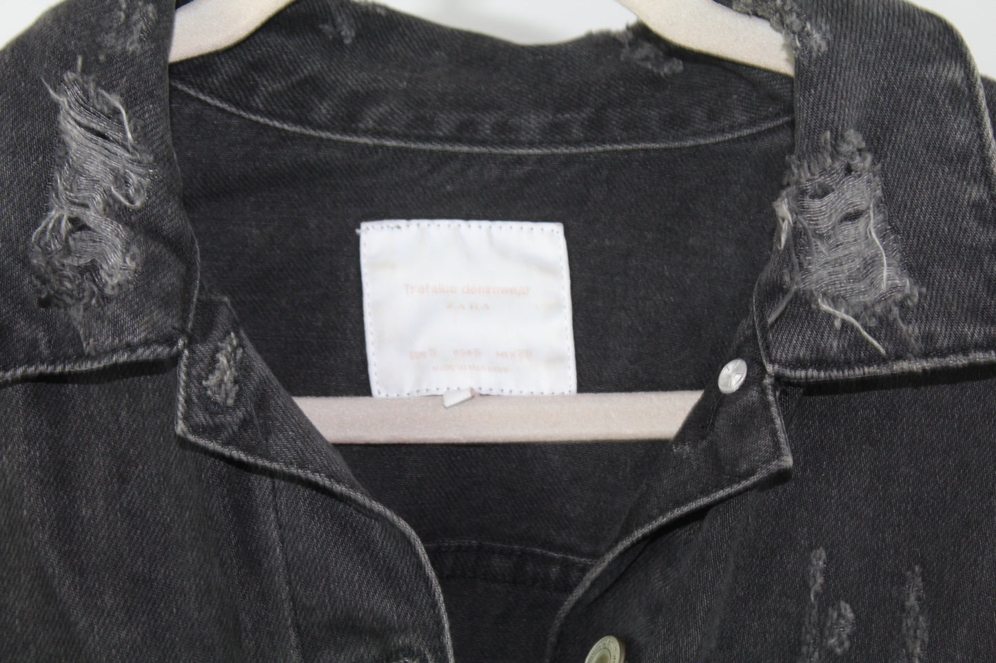 Women's Zara Trafaluc Denim Distressed Jacket Size Small