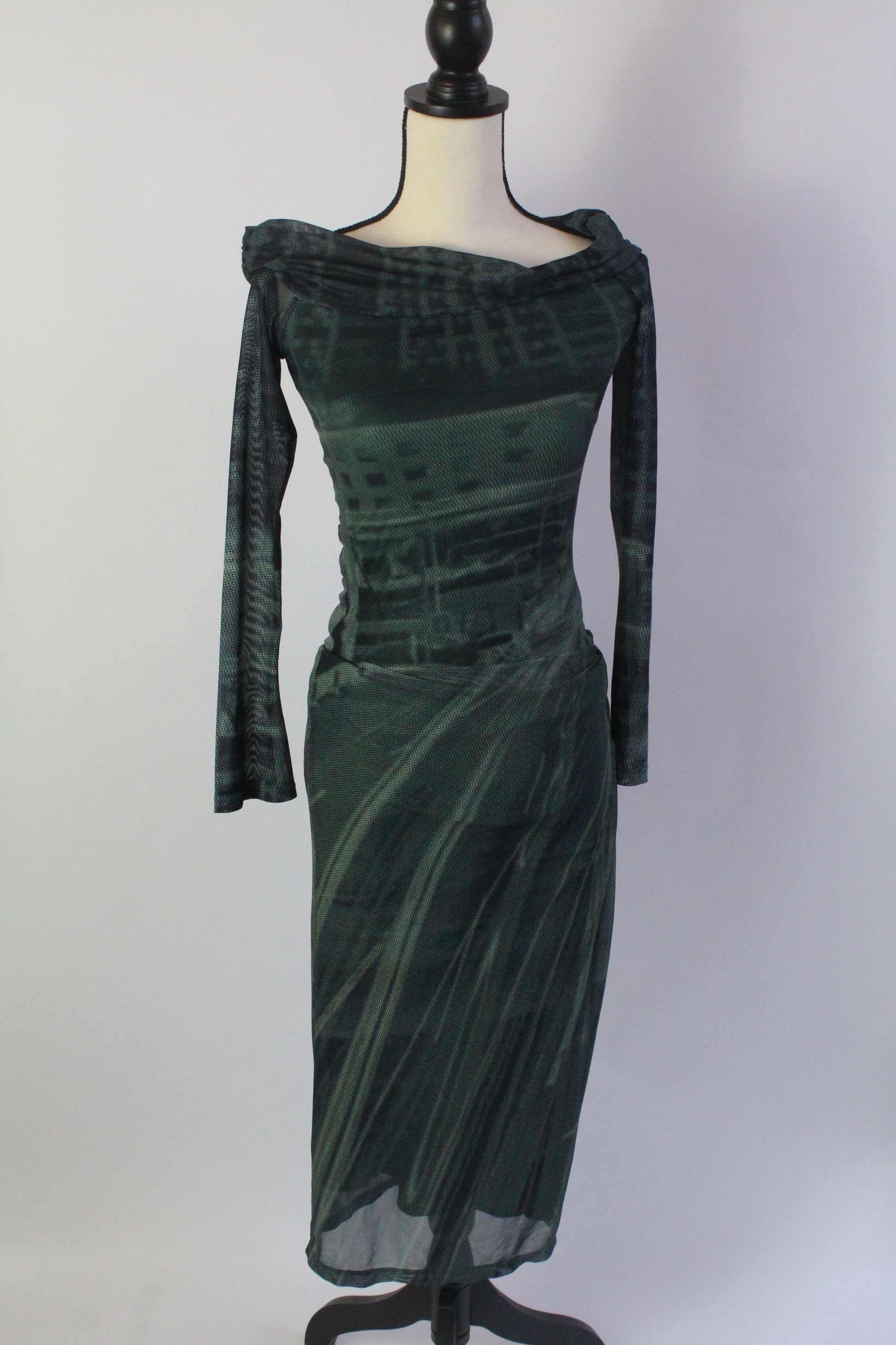 Motel Green Patterned Cowl Neck Maxi Dress Threndzs Motel Green Patterned Cowl Neck Maxi Dress Threndzs