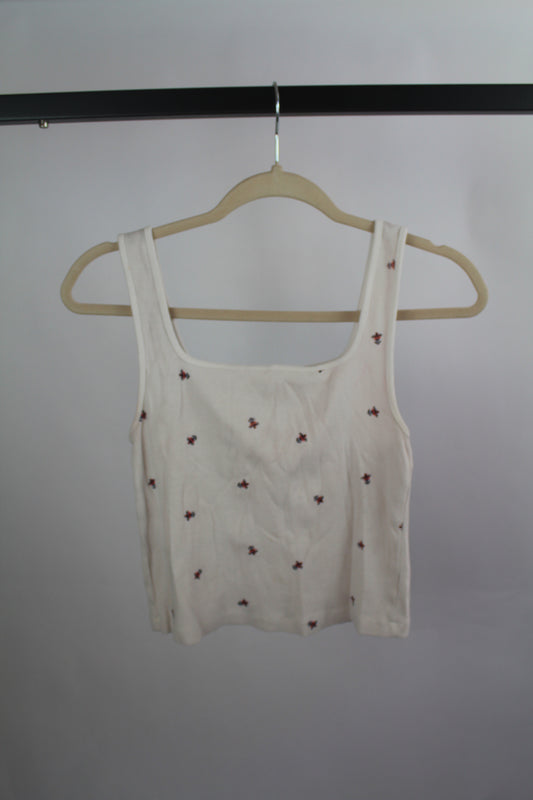 Women's White Old Navy Floral Top Size Medium