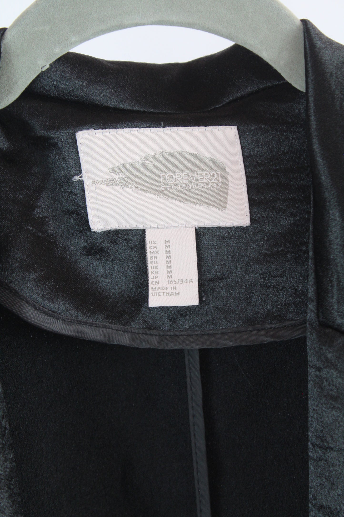 Women's Long Black Satin Cardigan Forever 21 Size Medium