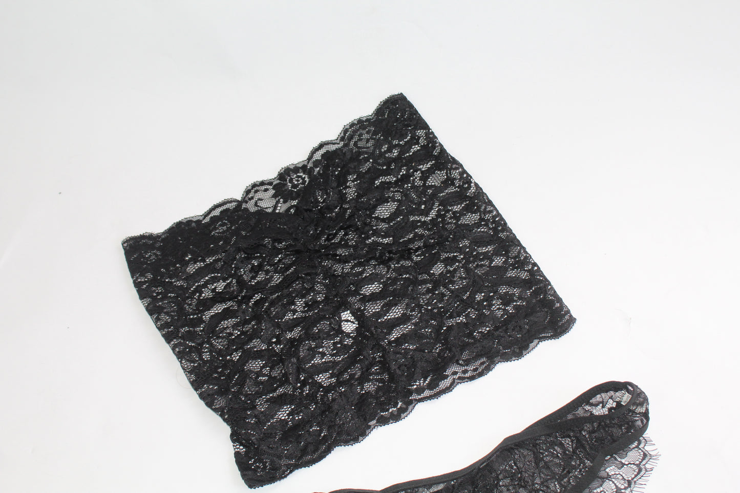 Black Lace Lingerie Block Top w/Underwear - Thrifted New in Bag - Sizes Vary
