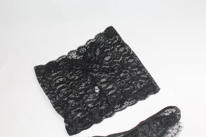 Black Lace Lingerie Block Top w/Underwear - Thrifted New in Bag - Sizes Vary