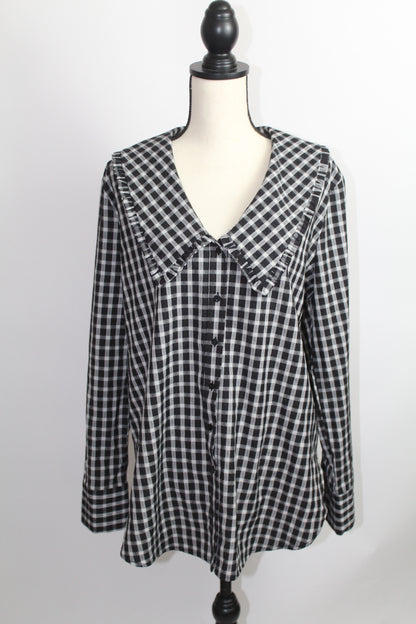 Women’s English Factory Black & White Plaid Dress – Size Medium