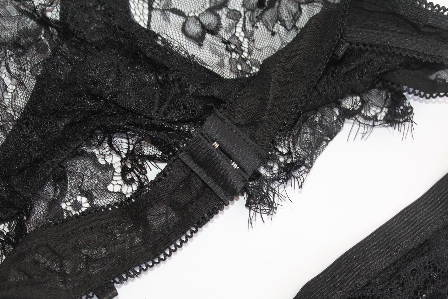 Black Lace Lingerie Block Top w/Underwear - Thrifted New in Bag - Sizes Vary