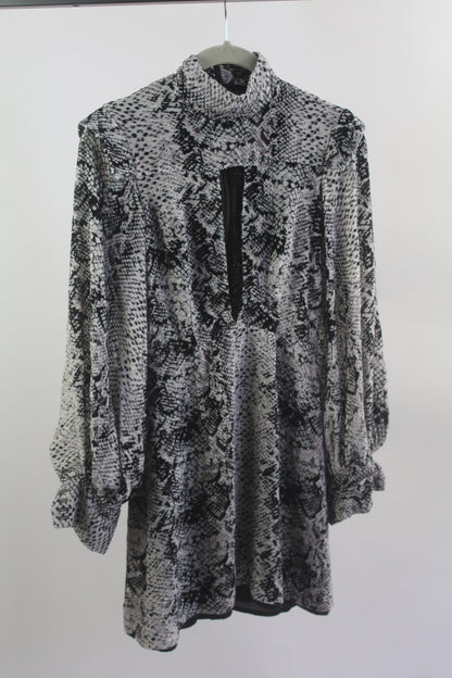 Grey/Black Women's River Island Snake Print Mini Dress Size 6
