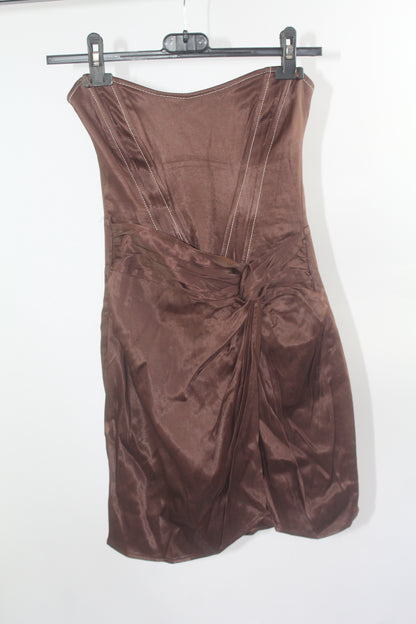 Zara Silk Brown Mini Dress New With Tags Size XS