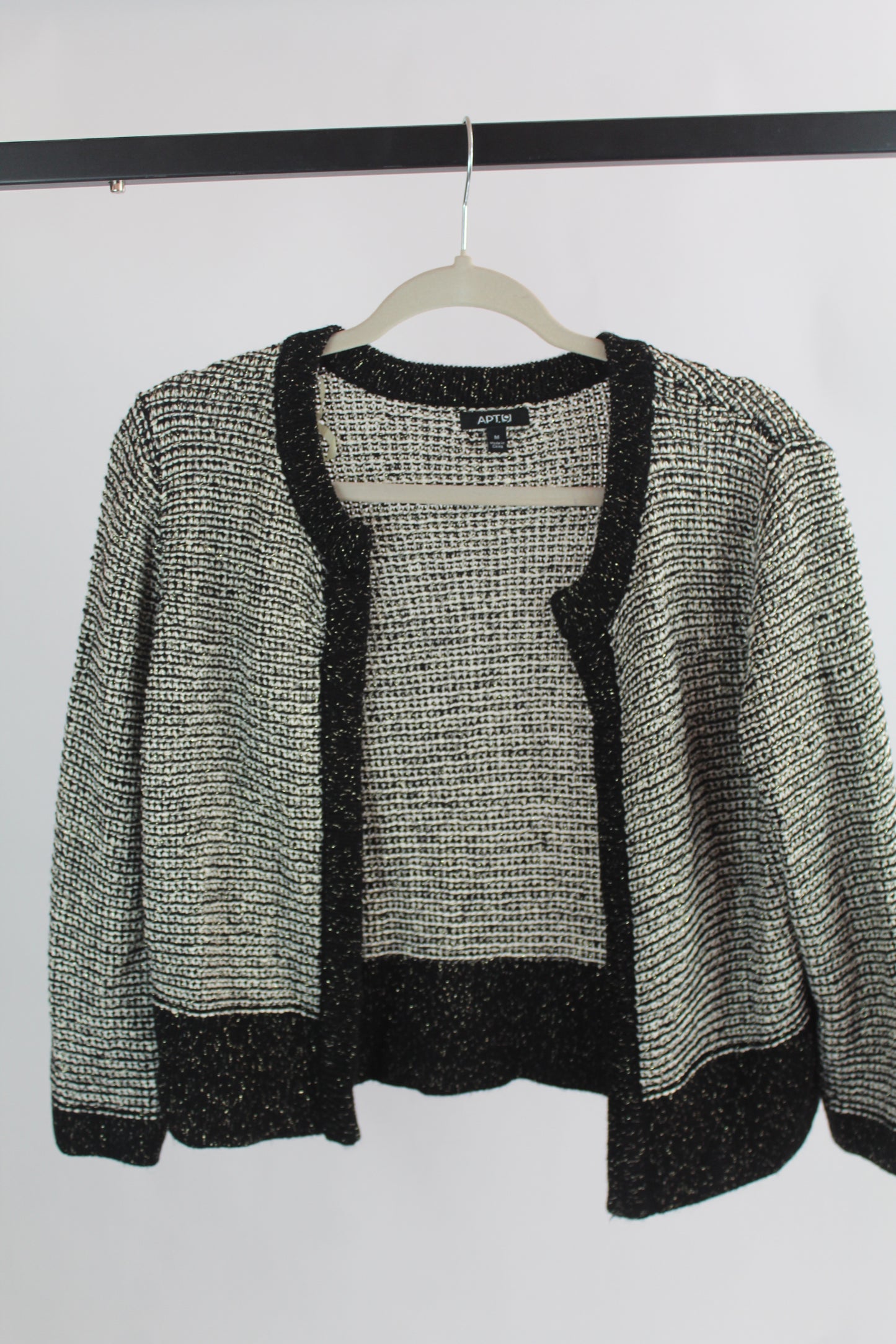 Women's Cropped Black/White Cardigan Size Small