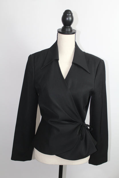 Women’s Lena Gabrielle Black Satin Blazer Top Vintage – Size 8