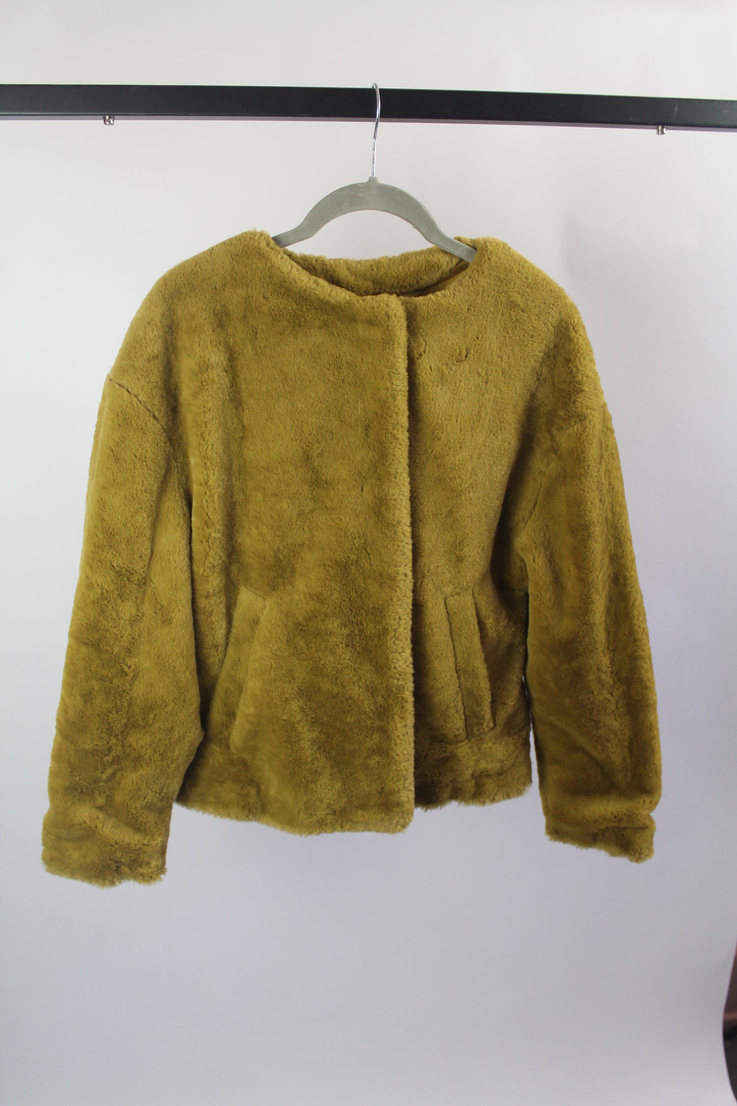 Women's Zara Golden Faux Fur Jacket Size XS