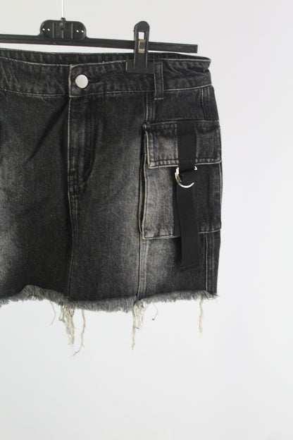 Current Mood Distressed Denim Black Mini Skirt Women's Size Medium