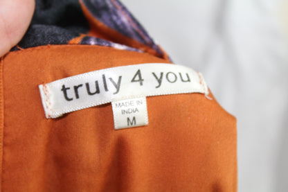 Women’s “Truly 4 You” Orange Floral Print Boho Skirt – Size Medium