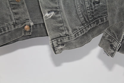 Women's Vintage Levi's Dark Grey Distressed Denim Jacket Size Medium