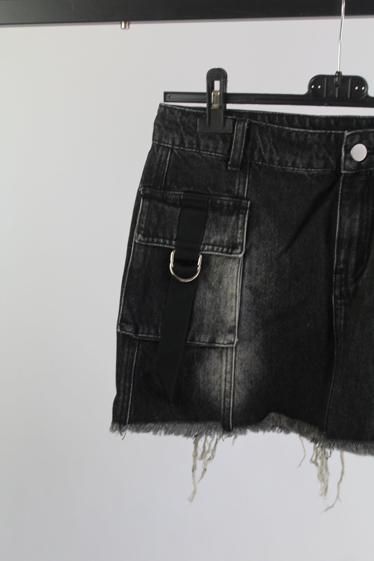 Current Mood Distressed Denim Black Mini Skirt Women's Size Medium