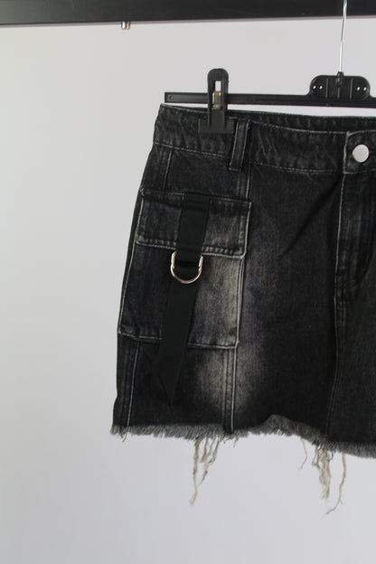 Current Mood Distressed Denim Black Mini Skirt Women's Size Medium