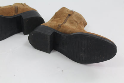 Women's Zara Trafaluc Brown Suede Booties Size UK 36