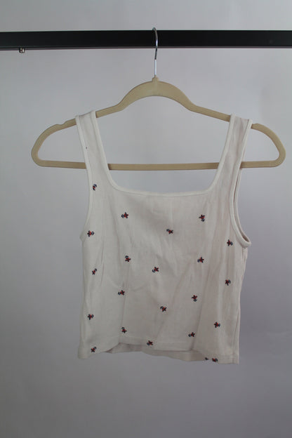 Women's Old Navy Lounge White Floral Top Size Medium
