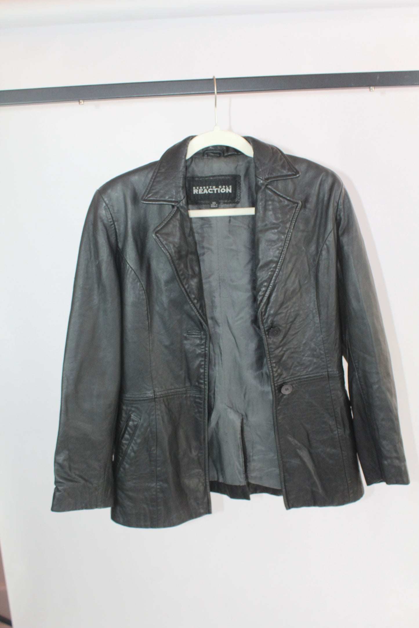 Women's Black Leather Kenneth Cole Reaction Jacket XS