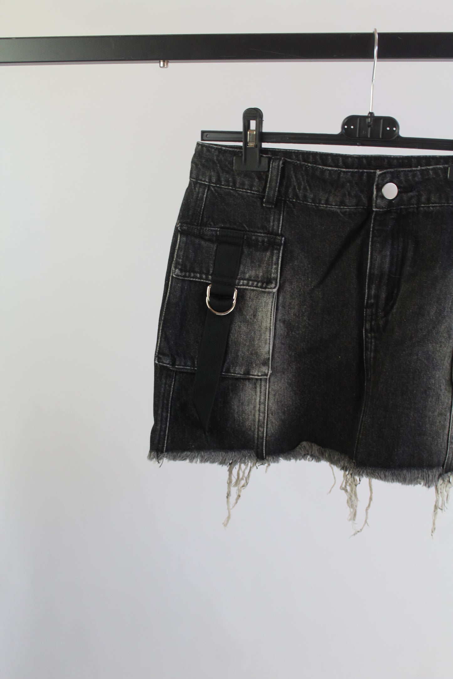 Current Mood Distressed Denim Black Mini Skirt Women's Size Medium