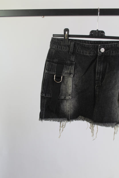 Current Mood Distressed Denim Black Mini Skirt Women's Size Medium