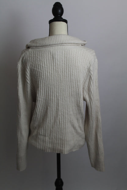 Women’s Rachel Zoe Cream Ribbed Knit Sweater – Size Large