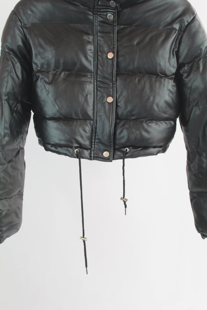 Women's Black Adika Cropped Puffer Jacket Size Small