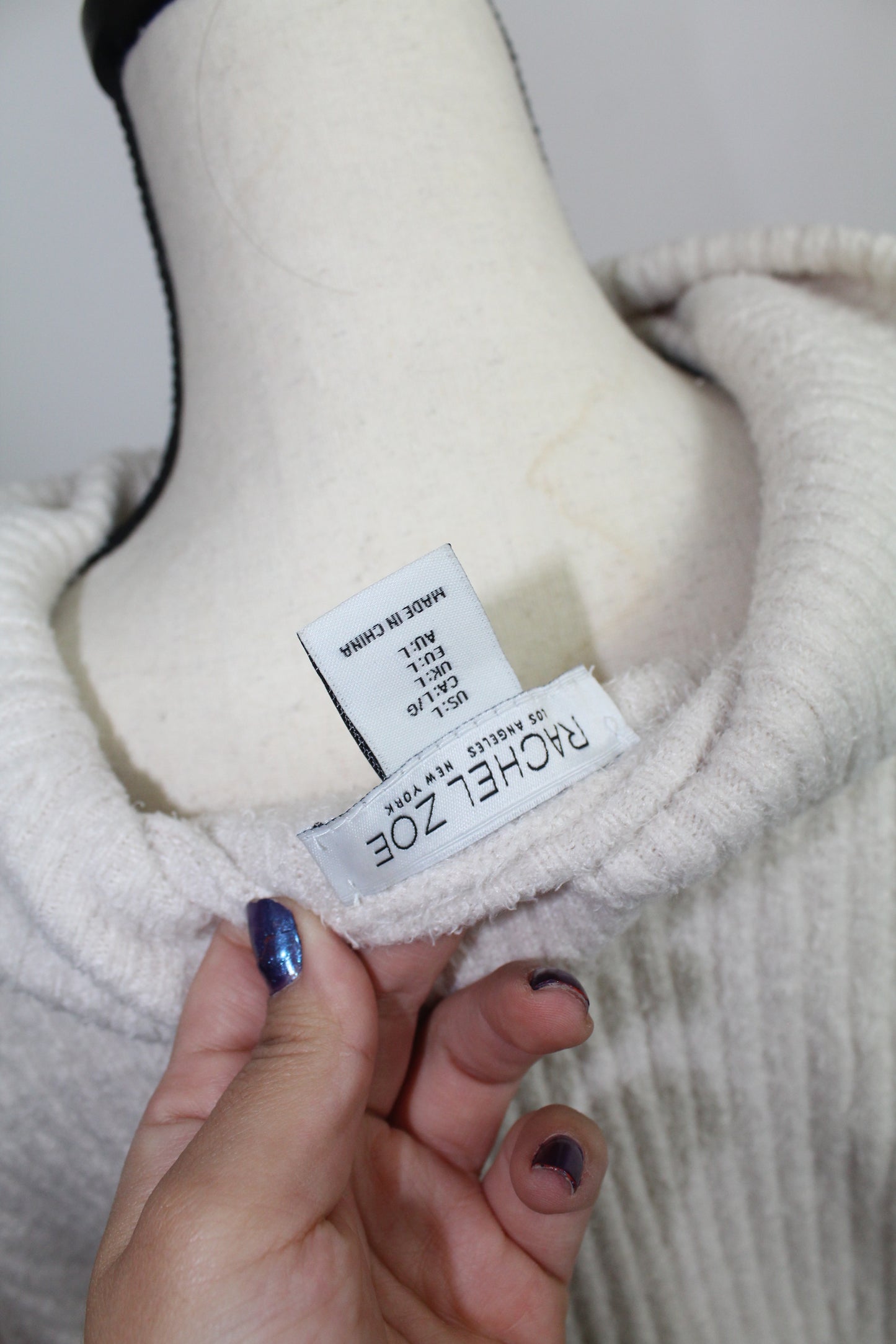 Women’s Rachel Zoe Cream Ribbed Knit Sweater – Size Large