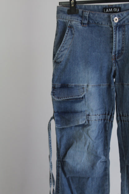 I AM GIA Women's Light Wash Cargo Pants Size Small