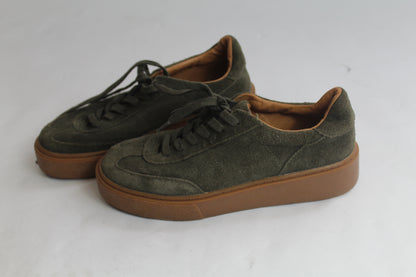 Women's Zara Dark Green Flat Top Sneakers Size 37