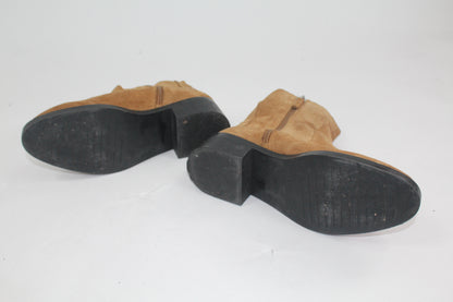 Women's Zara Trafaluc Brown Suede Booties Size UK 36